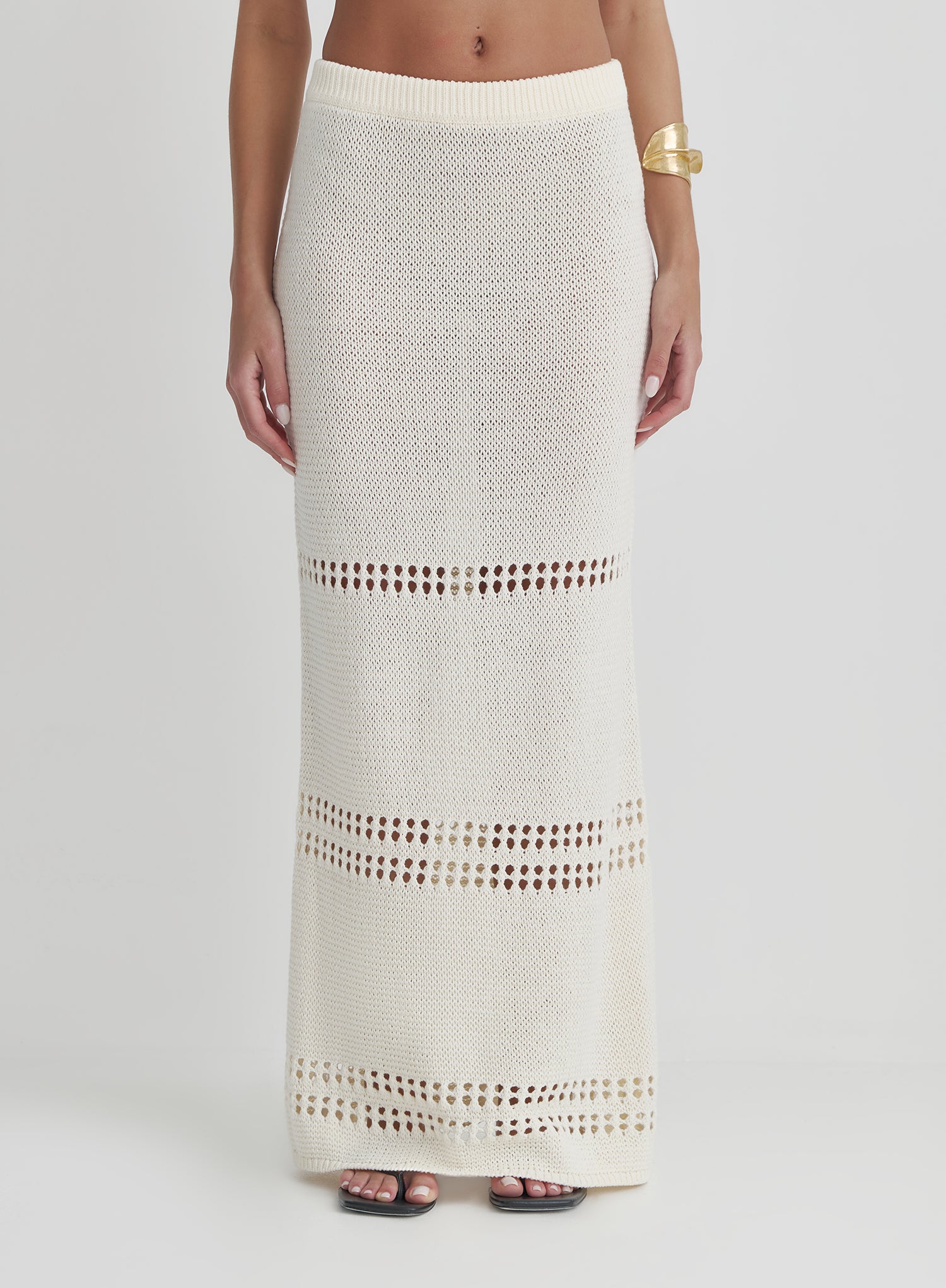 Cream Knitted Maxi Skirt